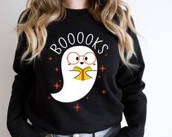 Booooks Sweatshirt and Hoodie, Ghost Books, Halloween Teacher T-Shirt, Halloween Reading Shirt, Librarian Shirt, Bookwor