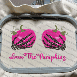 Save The Pumpkins Embroidery Machine Design, Pink Ribbon Embroidery Machine Design, Halloween Spooky Embroidery Design
