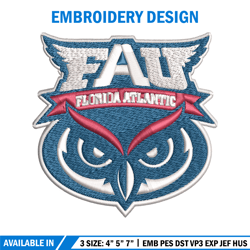 Florida Atlantic Owls embroidery design, Florida Atlantic Owls embroidery, logo Sport, Sport embroidery, NCAA embroidery