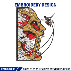 Eren vs titan embroidery design, Aot embroidery, Anime design, Embroidery shirt, Embroidery file, Digital download