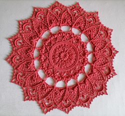 Handmade crochet lace textured doily round table topper mat flower tablecloth 47cm18.5inch