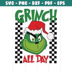 Vintage Cute Santa Grinch All Day SVG Graphic Design File