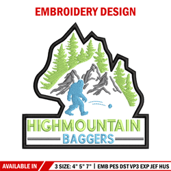 High Mountain Baggers embroidery design, logo embroidery, logo design, embroidery file, logo shirt, Digital download.