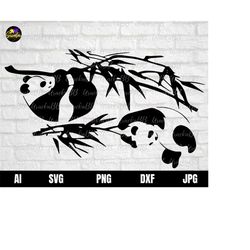 Panda Bamboo Svg, Bamboo Bear SVG, Panda Clipart Svg, Panda Silhouette, Bamboo Panda Svg Cricut Cut File Svg, Png, AI, D