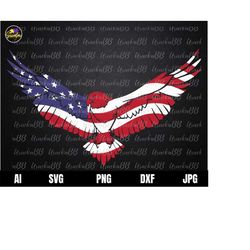 American Flag Svg, American Eagle Svg, Eagle with Stars and Stripes Flag Svg, 4th of July SVG, United States American fl