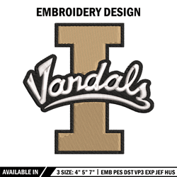 Idaho Vandals embroidery design, Idaho Vandals embroidery, logo Sport, Sport embroidery, NCAA embroidery.