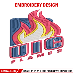 Illinois Chicago Flames embroidery design, Illinois Chicago Flames embroidery, logo Sport embroidery, NCAA embroidery.