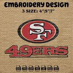 San Francisco 49ers, Machine Embroidery Pattern, NFL 49ers Embroidery Designs, NFL Logo Embroidery Files
