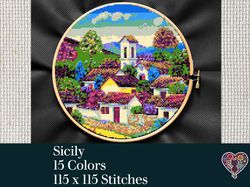 Sicily Cross Stitch Pattern,  Cross stitch PDF  Download,  Italy Cross Stitch Pattern