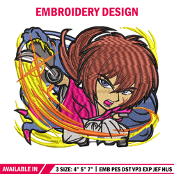 Himura Kenshin embroidery design, Himura Kenshin embroidery, Logo design, anime design, anime shirt, Digital download