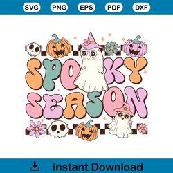 Retro Halloween Spooky Season Cute Ghost Witch SVG File