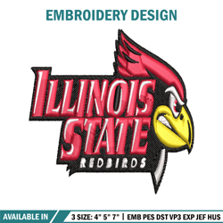 Illinois State Redbirds embroidery design, Illinois State Redbirds embroidery, Sport embroidery, NCAA embroidery.