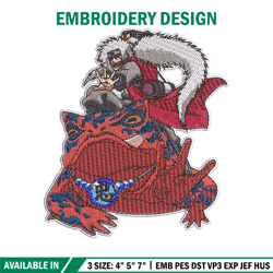 Jiraiya frog embroidery design, Naruto embroidery, Anime design, Embroidery shirt, Embroidery file, Digital download