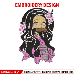 Kamado Nezuko embroidery design, Kimetsu no Yaiba embroidery, embroidery file, anime design, anime shirt, Digital downlo