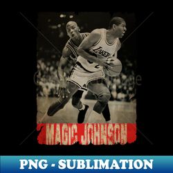 NBA Legends Duel - Magic Johnson vs Michael Jordan - Retro Style PNG Digital Download