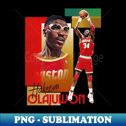 hakeem olajuwon basketball card - retro design - high-quality digital download