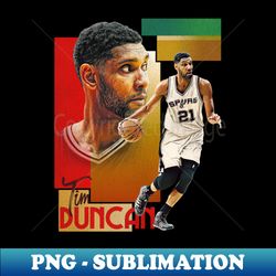 Retro Tim Duncan Basketball Card - Vintage Collectible - High Definition PNG Digital Download