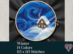 Winter Cross Stitch Pattern, Cross stitch PDF Download, Landscape Cross Stitch
