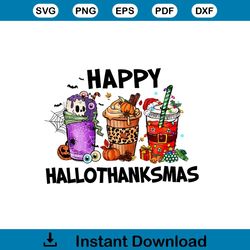Happy Hallothanksmas For Coffee Lover PNG Download