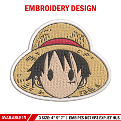 Luffy logo embroidery design, One piece embroidery, Anime design, Embroidery file, Embroidery shirt, Digital download