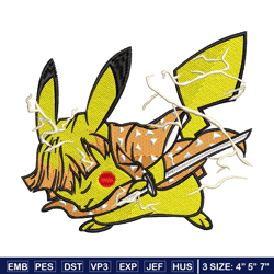 Pikachu Zenitsu embroidery design, Pokemon embroidery, embroidery file, anime design, anime shirt, Digital download