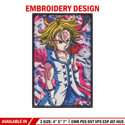 Meliodas poster embroidery design, Meliodas embroidery,Embroidery shirt, Embroidery file, Anime design, Digital download