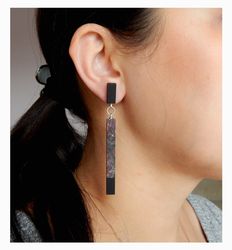 Long wooden earrings. Handmade jewelry made from natural wood. 2