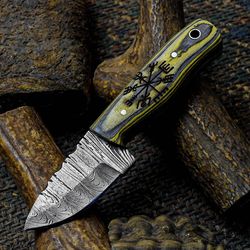 custom handmade Damascus steel skinner knife pakka wood handle gift for him groomsmen gift wedding anniversary gift
