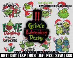Grinch Embroidery Designs, Grinch Embroidery, Christmas Lights Grinch Machine Embroidery Design, Embroidery Files