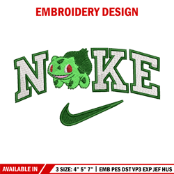 Nike bulbasaur embroidery design, Pokemon embroidery, Nike design, Embroidery shirt, Embroidery file,Digital download