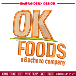 OK Foods embroidery design, OK Foods logo embroidery, logo design, embroidery file, logo shirt, Digital download.