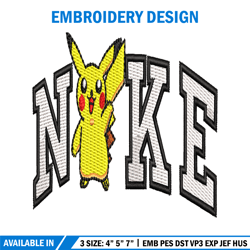Nike Pikachu embroidery design, Pokemon embroidery, Nike design, embroidery file, anime shirt, Digital download