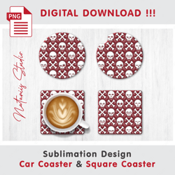 Trendy Puffy Halloween Pattern - Sublimation Waterslade Pattern - Car Coaster Design - Digital Download