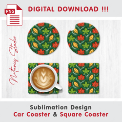 Trendy Puffy Fall Pattern - Sublimation Waterslade Pattern - Car Coaster Design - Digital Download