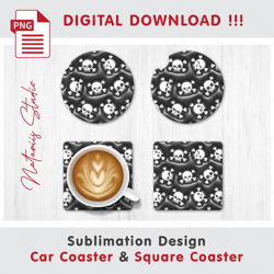 Trendy Puffy Halloween Pattern - Sublimation Waterslade Pattern - Car Coaster Design - Digital Download