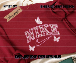 Pink Butterfly NIKE Brand Embroidered Sweatshirt, Brand Embroidered Crewneck, Custom Brand Embroidered Sweatshirt, Best-selling Brand Embroidered Sweatshirt, Brand Sweatshirt