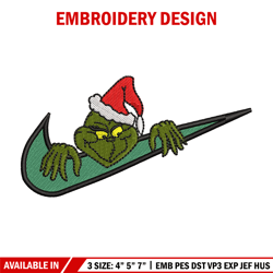 Nike x grinch embroidery design, Chrismas embroidery, Nike design, Embroidery shirt, Embroidery file,Digital download