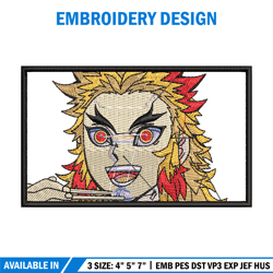 Rengoku rectangle embroidery design, Rengoku embroidery, Embroidery shirt, Embroidery file,Anime design,Digital download