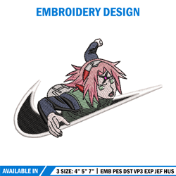 Sakura swoosh embroidery design, Naruto embroidery, Nike design, Embroidery shirt, Embroidery file, Digital download