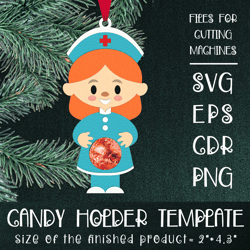 nurse | christmas ornament | candy holder template svg | sucker holder paper craft