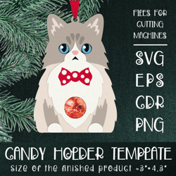 ragdoll cat | christmas ornament | candy holder template svg | sucker holder paper craft