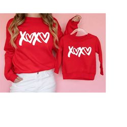 Matching Mommy and Me Valentines Shirts, XOXO Sweatshirt, XOXO Heart Sweater, Mama and Mini Valentines Sweater, Toddler