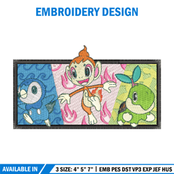Starter Gen 4 embroidery design, Pokemon embroidery, Anime design, Embroidery shirt, Embroidery file, Digital download