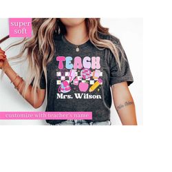 Retro Teacher Shirt with Name, Custom Teacher Shirt For Teacher Appreciation Gift For Teacher, Customized Name Teacher S