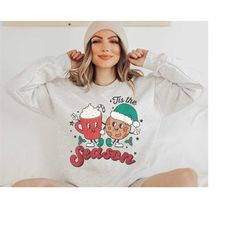 Retro Christmas Sweatshirt | Tis The Season Christmas Shirt, Christmas Sweatshirts For Women, Vintage Christmas Sweatshi