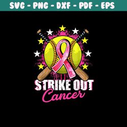 Baseball Strike Out Cancer Pink Ribbon Softball PNG Download