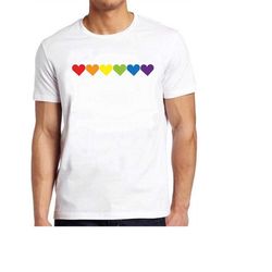 Hearts Colors Rainbow Gay LGBT Pride Proud Meme Gift Cool Gift Tee T Shirt 809