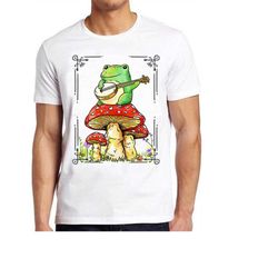 Toad Frog Playing Banjo On Magic Mushroom Meme Unisex Retro Design Gamer Cult Movie Music Top Cool Gift Tee T Shirt 1023