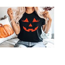 Womens Halloween Costume, Glitter Pumpkin Face Costume, Ladies Halloween Shirt, Jack O Lantern, Matching Costumes, Cute