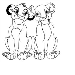 Simba and Nala (The Lion King) Digital Files - SVG/PNG/PDF/JPeg - The Lion King Coloring Pages